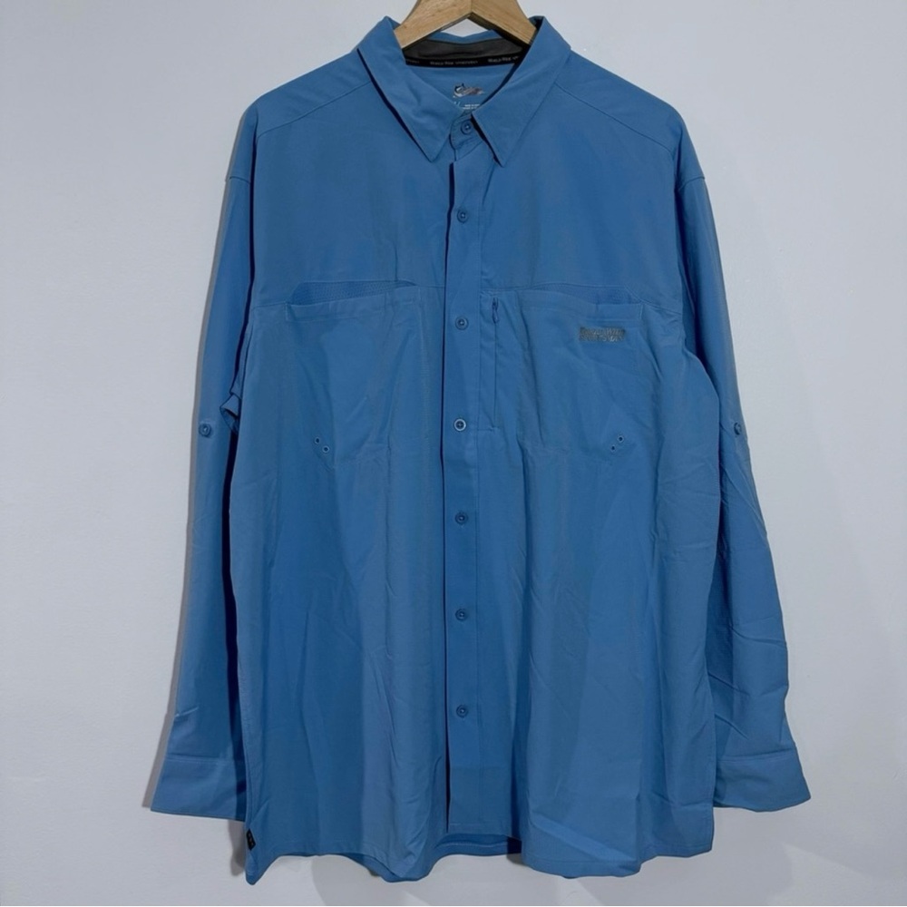 NWT World Wide Sportsman Shirt Men 2XL SteelBlue Hybrid Fishing Wicking UPF 30